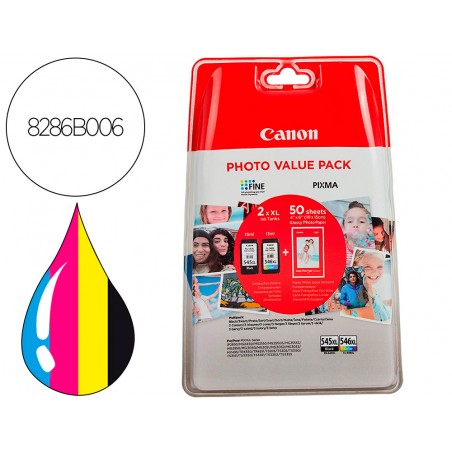 Ink jet canon photo value pack negro color pg 545xl cl564xl 50 hojas pixma mg2450 2550