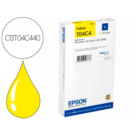 Ink jet epson t04c4 amarillo 1700 paginas