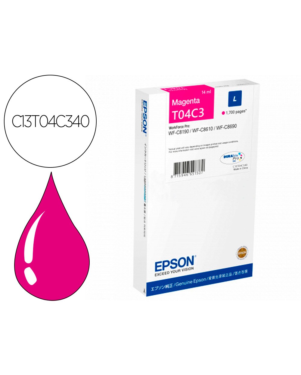 Ink jet epson t04c3 magenta 1700 paginas