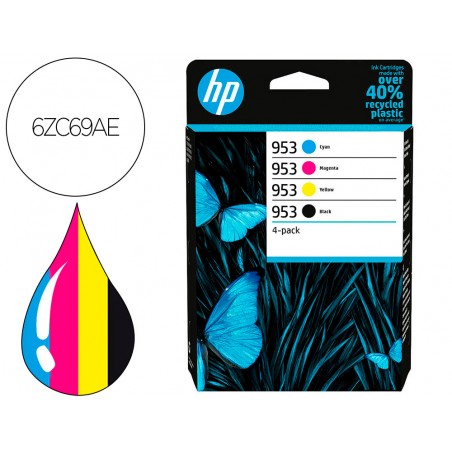 Ink jet hp 953 bk cmy 6zc69ae multipack negro cian magenta amarillo