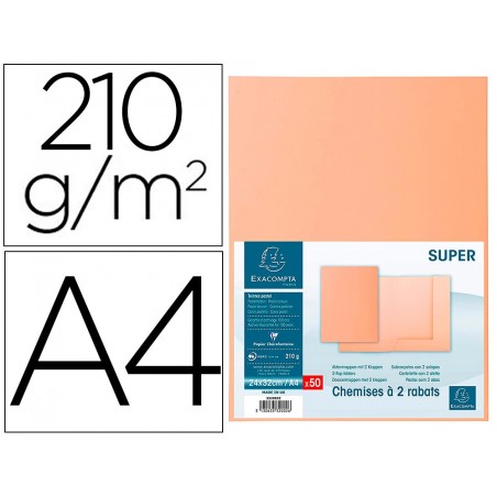 Subcarpeta cartulina con 2 solapas exacompta din a4 gama super crema 210 gr