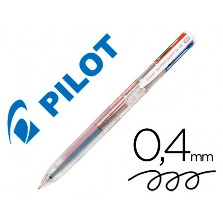 Boligrafo pilot super grip g 4 colores retractil sujecion de caucho tinta base de aceite cuerpo color