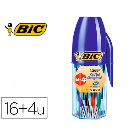 Boligrafo bic cristal mega tubo 164 unidades colores surtidos 8 azules 5 negros 4 rojos 3 verdes