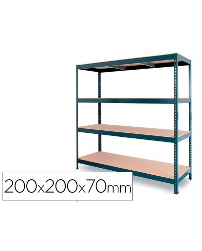 Estanteria metalica ar stocker 200x200x70 cm 4 estantes 450 kg por estante bandeja de madera sin