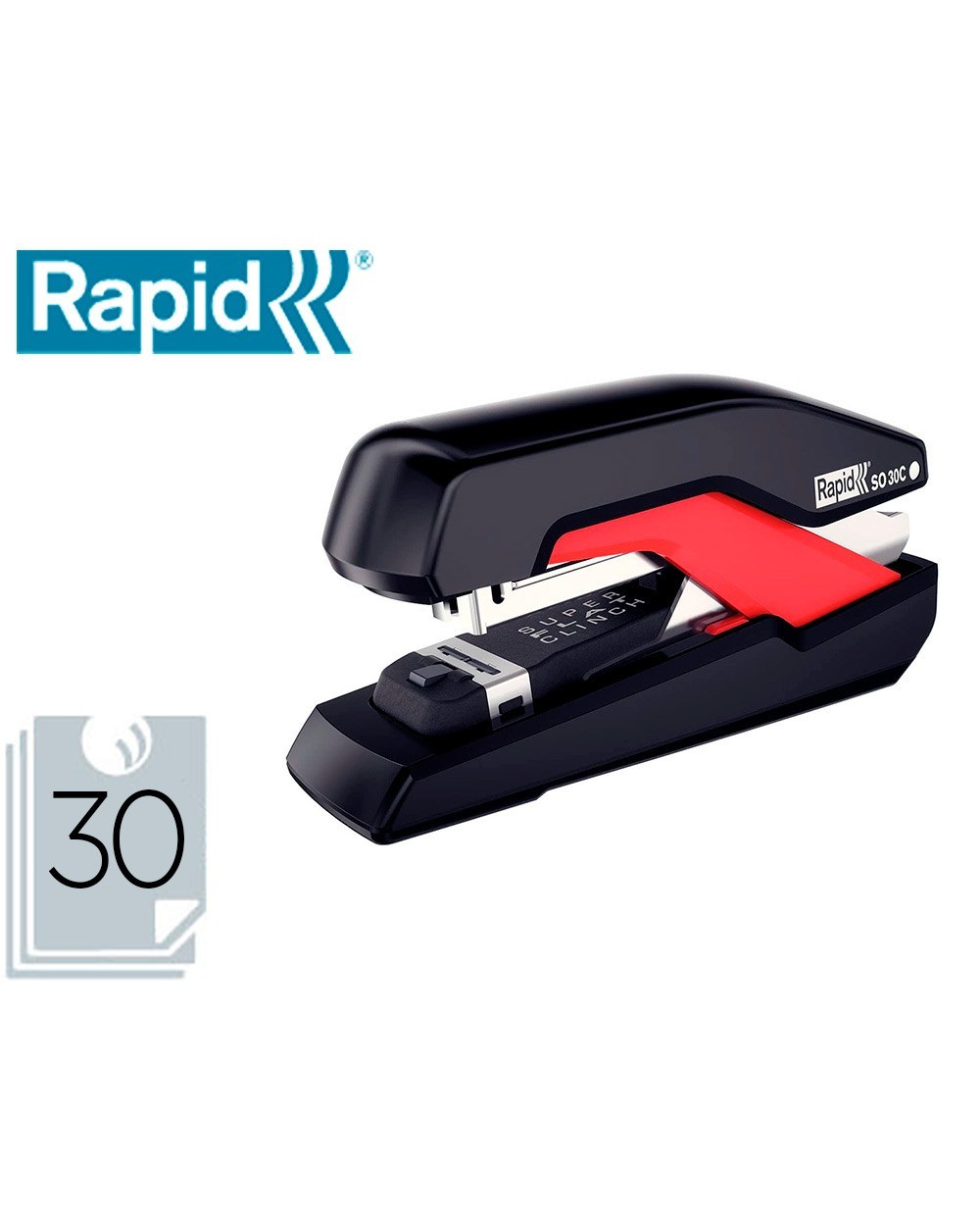 Grapadora rapid so30c plastico negro rojo capacidad 30 hojas usa grapas omnipress 30