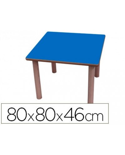 Mesa madera mobetuc t1 cuadrada con tapa laminada haya 80x80 cm