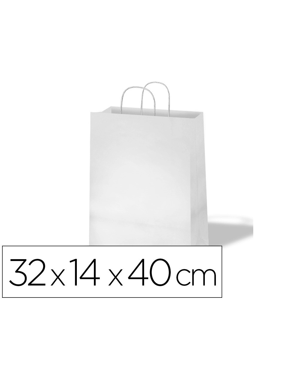 Bolsa de papel basika celulosa blanco asa retorcida tamano l 320x140x400 mm