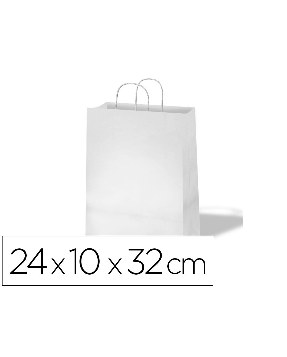Bolsa de papel basika celulosa blanco asa retorcida tamano s 240x100x320 mm