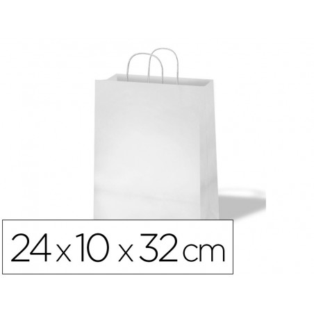Bolsa de papel basika celulosa blanco asa retorcida tamano s 240x100x320 mm