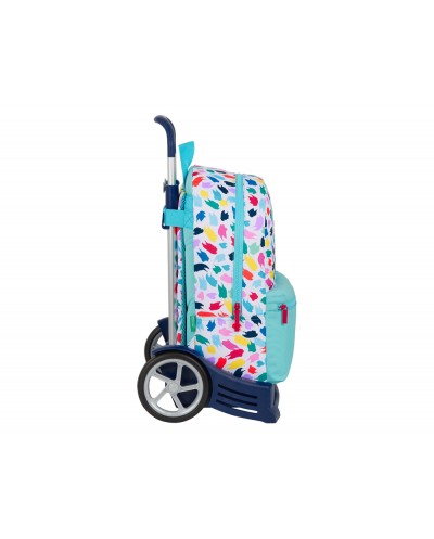 Cartera escolar safta united colors benetton brochitas con carro 300x140x460 mm