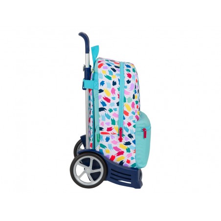 Cartera escolar safta united colors benetton brochitas con carro 300x140x460 mm