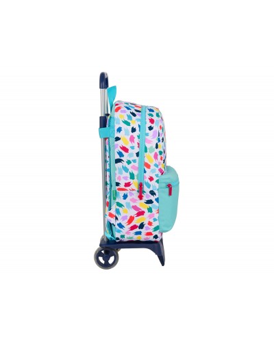 Cartera escolar con carro safta united colors benetton brochitas 300x140x460 mm