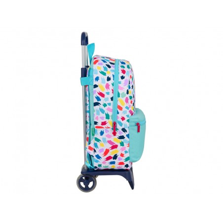 Cartera escolar con carro safta united colors benetton brochitas 300x140x460 mm