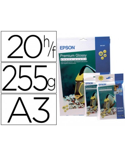 Papel epson premium glossy pho to paper a3 20hojas 255gr 255 gr