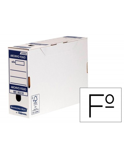 Caja archivo definitivo fellowes folio carton reciclado 100 lomo 100 mm montaje automatico color azul