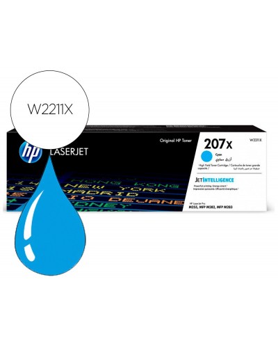 Toner hp 207x color laserjet pro m282nw m283fdn m283fdw cian 2450 paginas