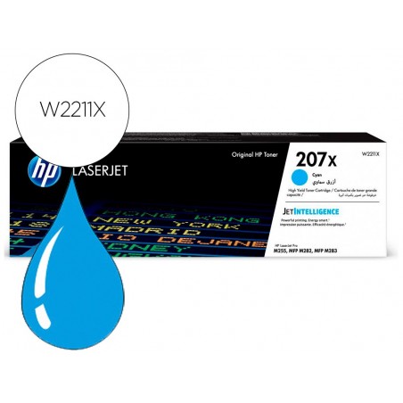 Toner hp 207x color laserjet pro m282nw m283fdn m283fdw cian 2450 paginas