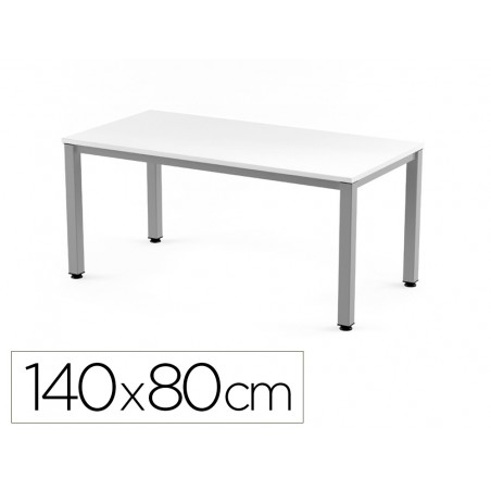 Mesa de oficina rocada executive 2001ad04 aluminio blanco 140x80 cm