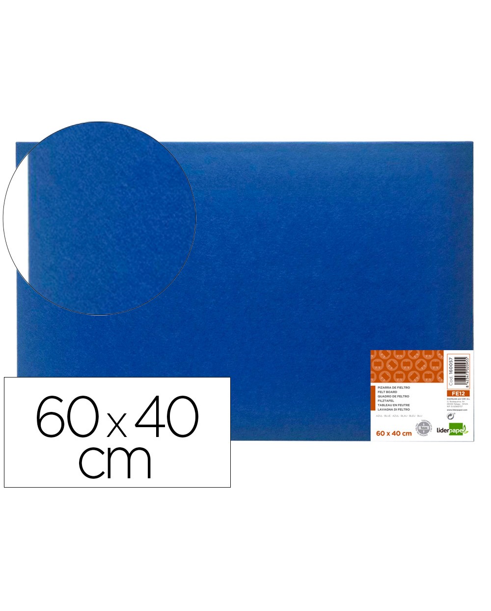 Tablero de fieltro liderpapel mural color azul 40x60 cm