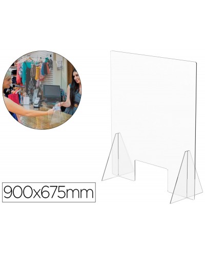 Pantalla de proteccion de mesa para mostrador metacrilato ventana 300 x 150 mm medidas 900 x 675 mm
