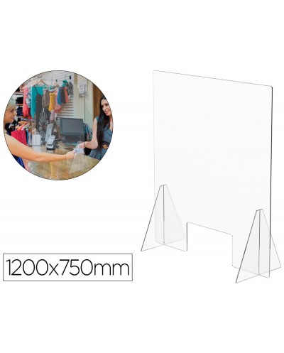 Pantalla de proteccion de mesa para mostrador metacrilato ventana 300 x 150 mm medidas 1200 x 750 mm