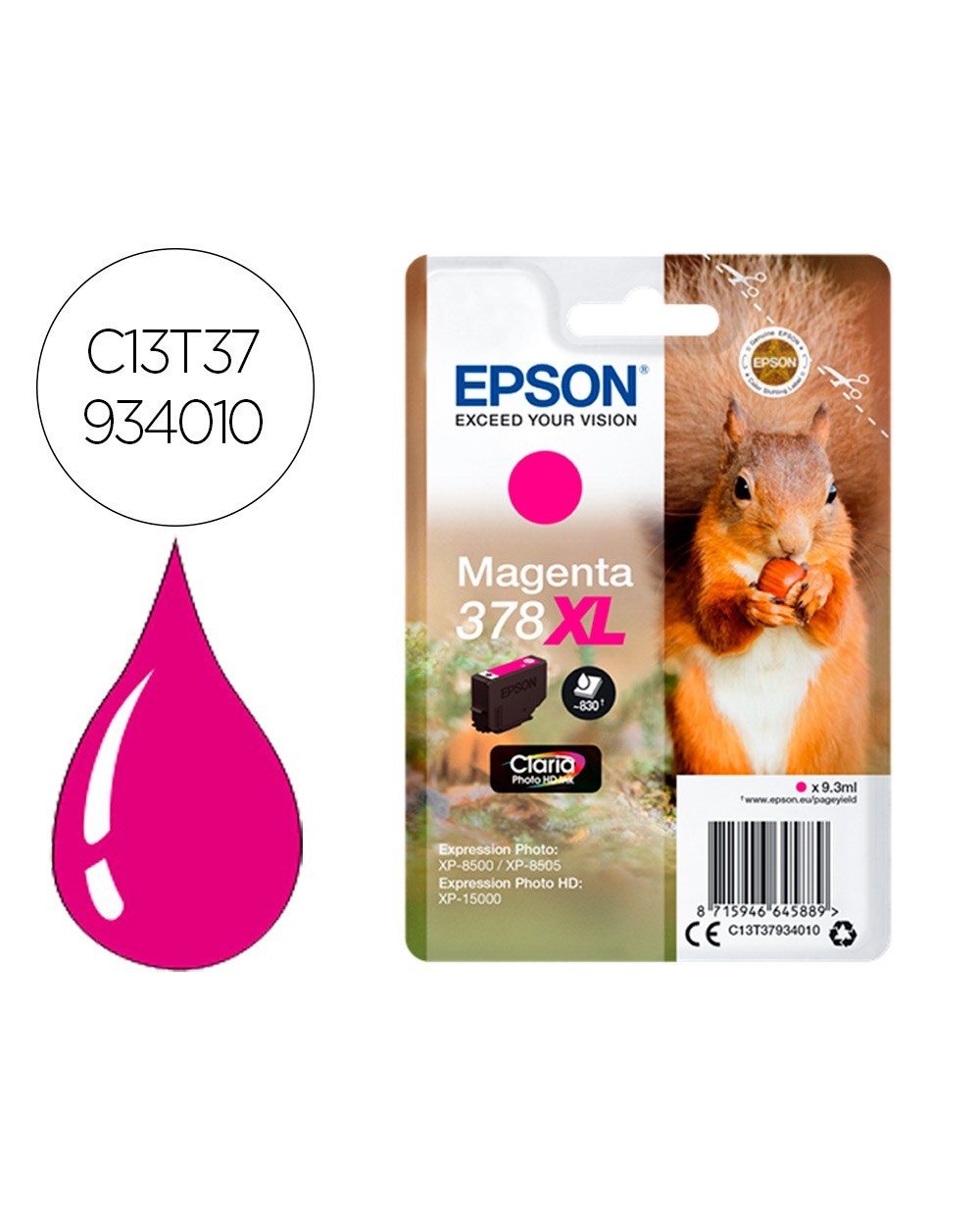 Ink jet epson 378 xl expression home xp 8605 8606 xp 15000 xp 8500 8505 magenta 830 pag