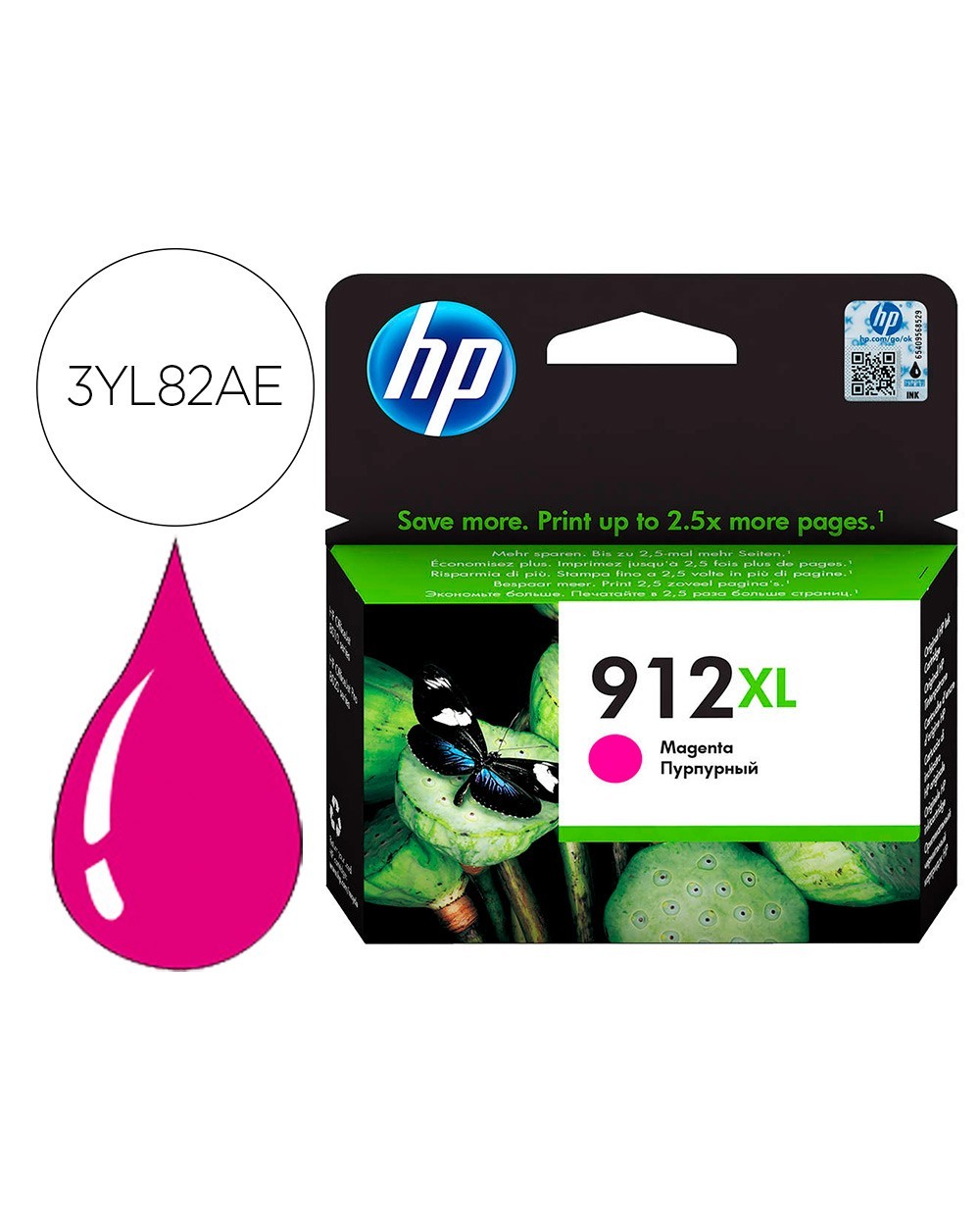 Ink jet hp 912 xl officejet 8010 8020 8035 magenta 825 pag