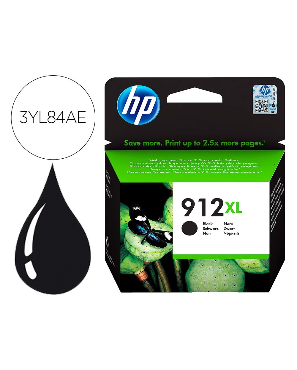 Ink jet hp 912 xl officejet 8010 8020 8035 negro 825 pag