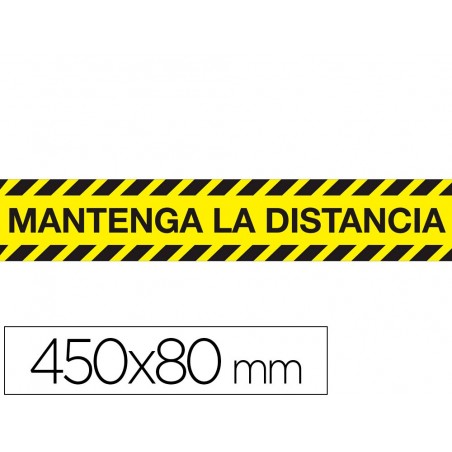 Cinta adhesiva de senalizacion mantenga la distancia de seguridad pvc 165 mc 450x80 mm