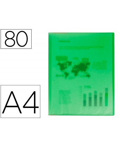 Carpeta liderpapel escaparate 80 fundas polipropileno din a4 verde translucido