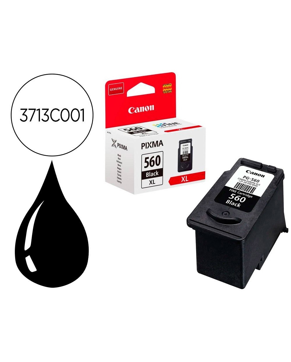 Ink jet canon 560 pixma ts5350 ts5351 ts5352 ts5353 negro 180 paginas