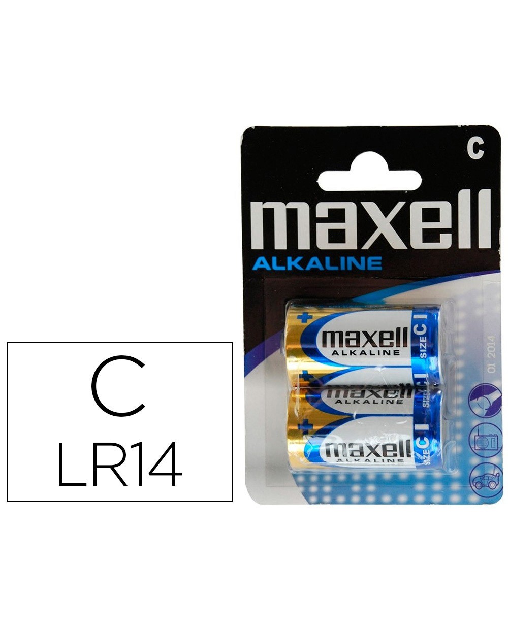 Pila maxell alcalina 15 v tipo c lr14 blister de 2 unidades