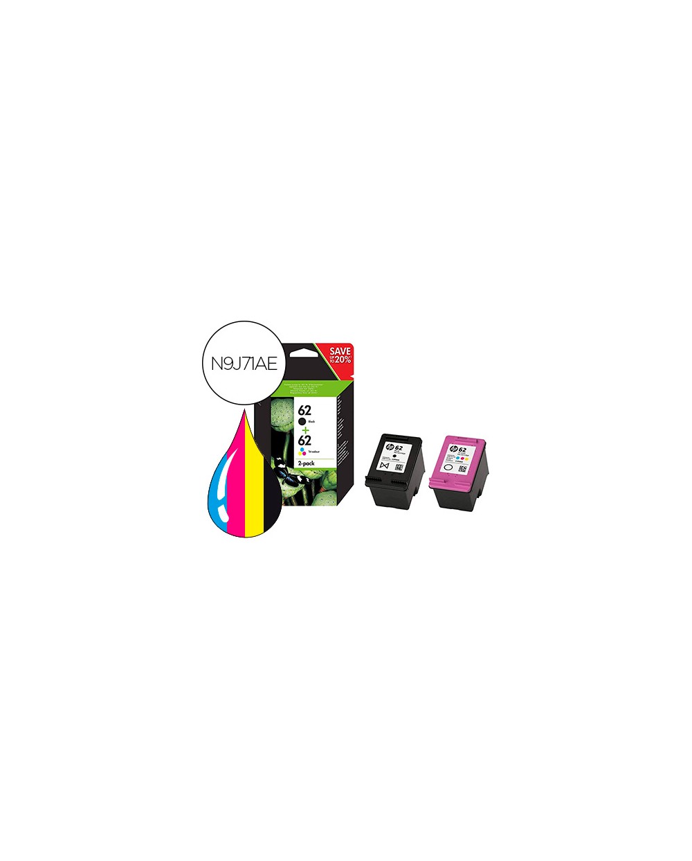 Consumibles hp inc hp 62 combo 2 pack negro tricolor