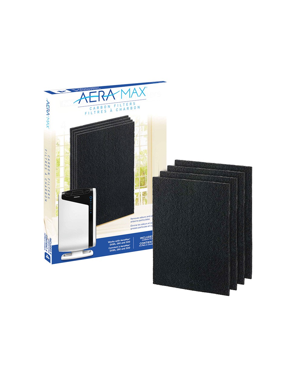 Filtro de carbono fellowes para purificador dx95 pack de 4 unidades