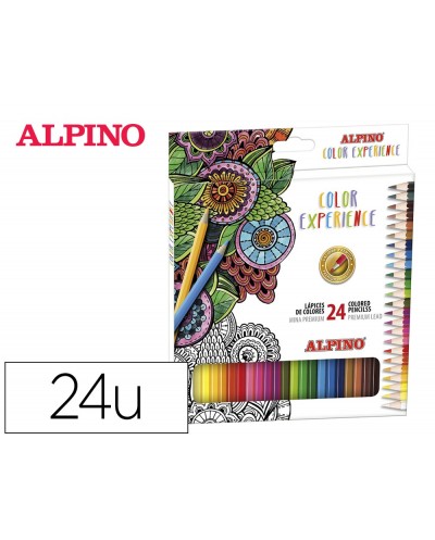Lapices de colores alpino experience acuarelable mina premium 33 mm caja carton de 24 unidades colores