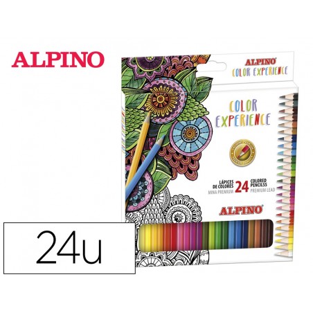 Lapices de colores alpino experience acuarelable mina premium 33 mm caja carton de 24 unidades colores