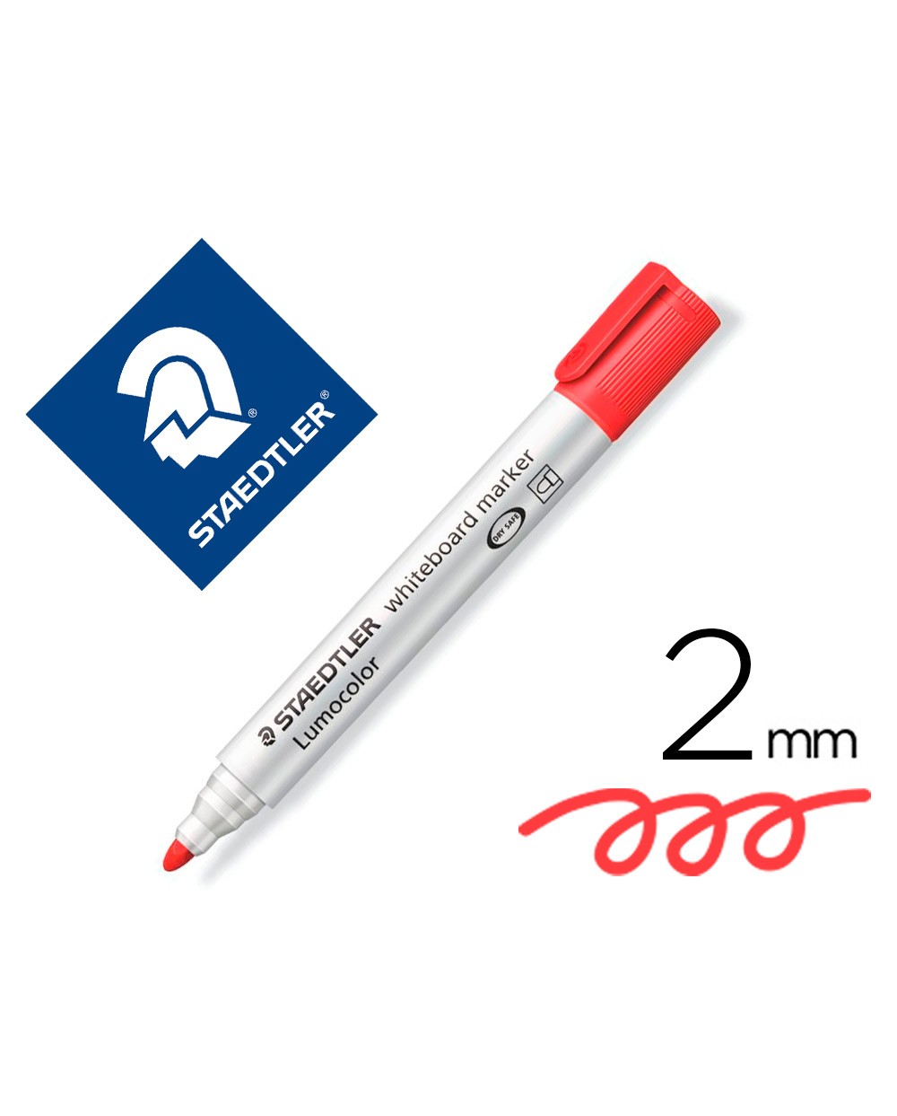Rotulador staedtler lumocolor 351 para pizarra blanca punta redonda 2 mm recargable color rojo