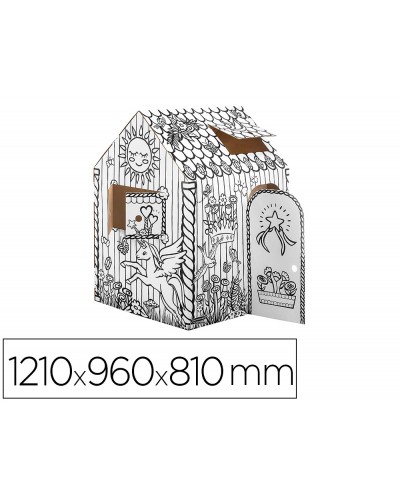 Casa de juego bankers box playhouse unicornio para pintar fabricada en carton reciclado 1210x960x810 mm