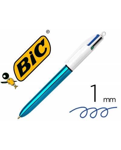 Boligrafo bic cuatro colores shine azul punta de 1 mm