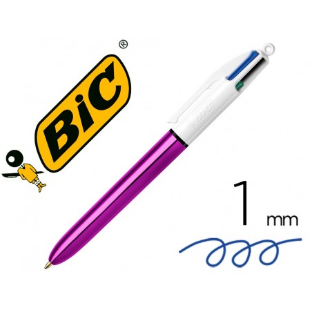 Boligrafo bic cuatro colores shine morado punta de 1 mm