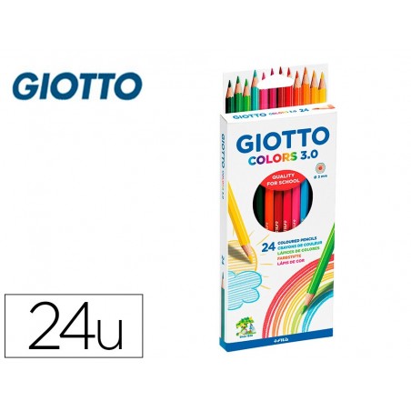 Lapices de colores giotto colors 30 caja de 24 colores mina 3 mm