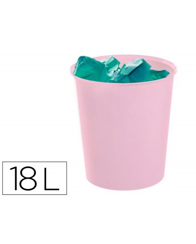 Papelera plastico archivo 2000 ecogreen 100 reciclada 18 litros color rosa pastel