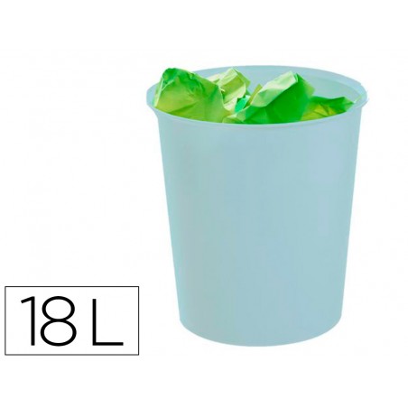 Papelera plastico archivo 2000 ecogreen 100 reciclada 18 litros color azul pastel
