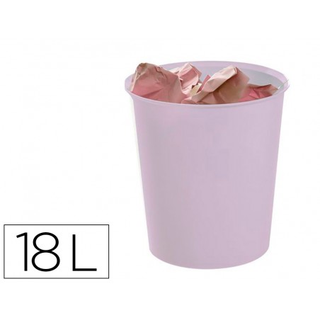 Papelera plastico archivo 2000 ecogreen 100 reciclada 18 litros color malva pastel
