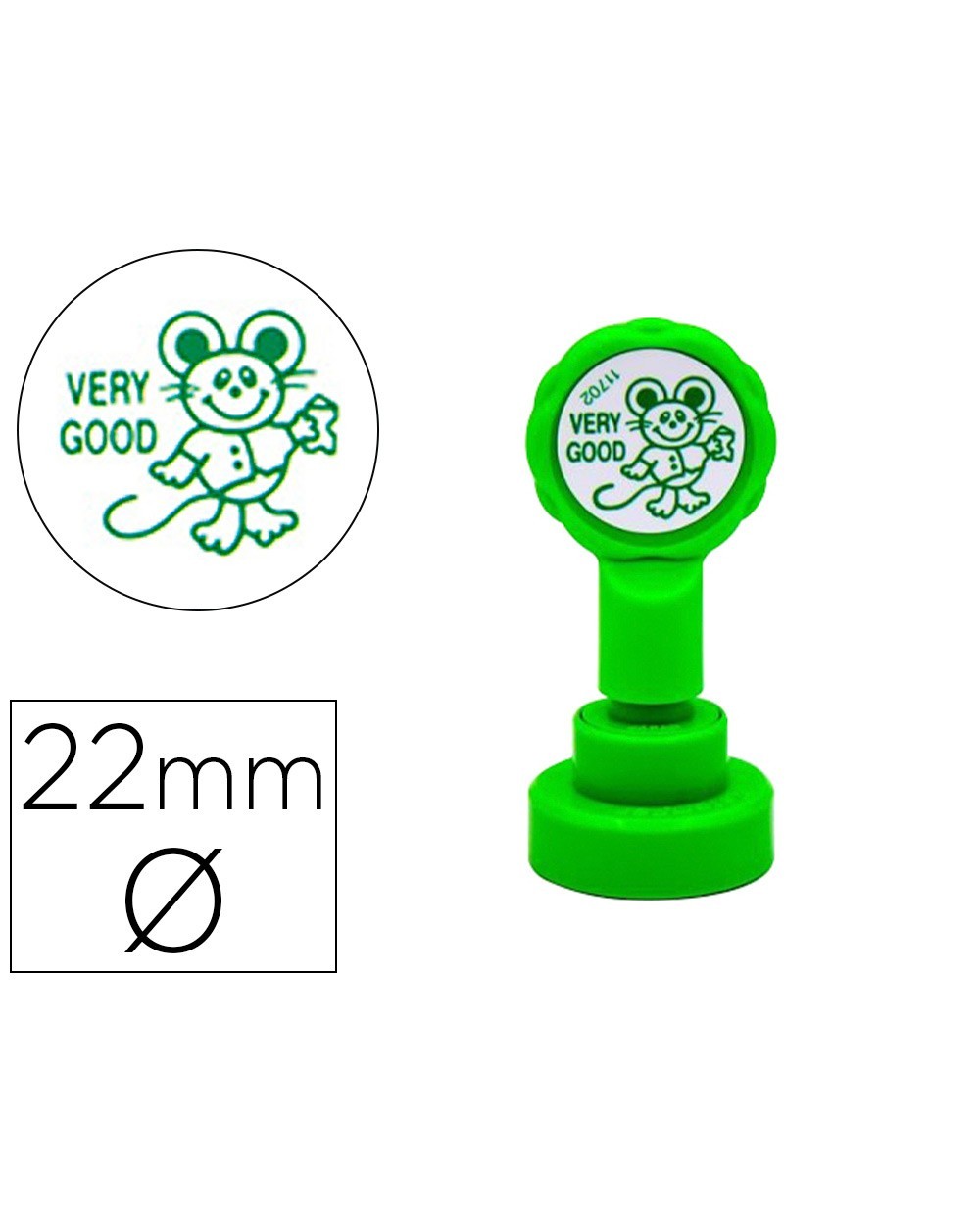 Sello artline emoticono muy bien color verde 22 mm diametro