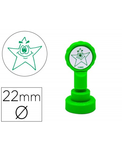 Sello artline emoticono estrella color verde 22 mm diametro