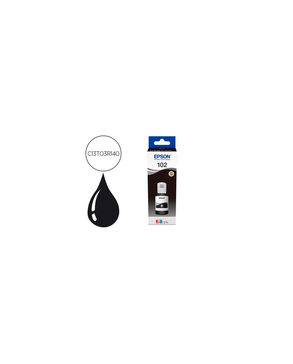 Tinta epson ecotank 102 et 2700 2750 3700 3750 4750 bote de 127 ml negro 7500 pag