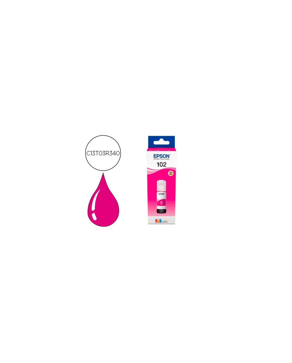 Tinta epson ecotank 102 et 2700 2750 3700 3750 4750 bote de 70 ml magenta 6000 pag