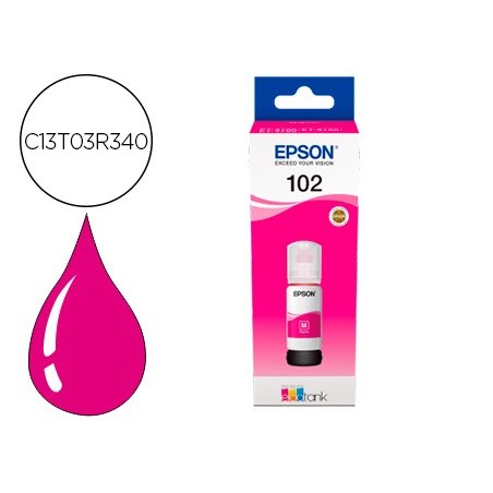 Tinta epson ecotank 102 et 2700 2750 3700 3750 4750 bote de 70 ml magenta 6000 pag