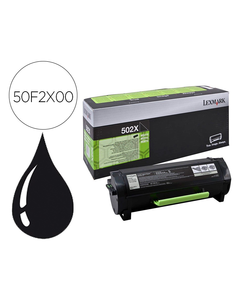 Toner lexmark 502xams410 ms510 ms610 negro 10000 paginas